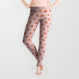 Retro 70s Pattern - Pink and Peach Sparkles Leggings