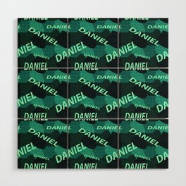  seamless pattern with the name Daniel in blue colors and watercolor texture Wood Wall Art