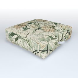 Shabby vintage ivory green rustic floral pattern Outdoor Floor Cushion