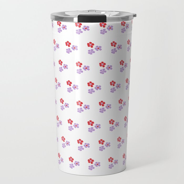 Hand painted red violet watercolor floral pattern Travel Mug