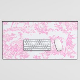 Pink Toile De Jouy Print Desk Mat