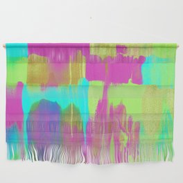 Neon Paint Smear with Magenta, Teal, Lime and Gold Wall Hanging