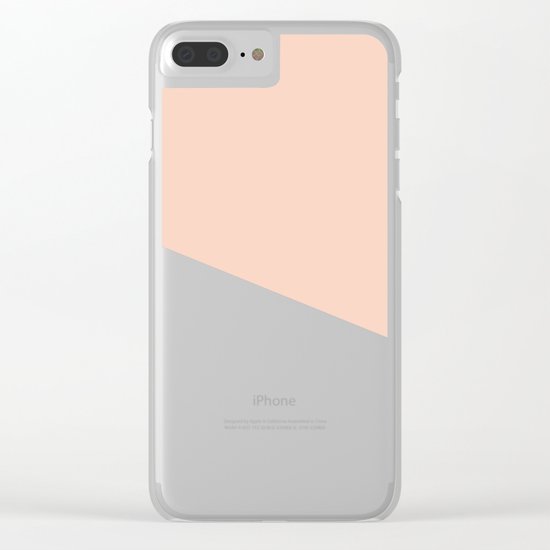 Geometric Blush Pink + White Clear iPhone Case