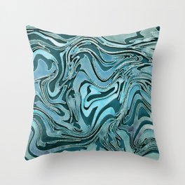 Liquid Glamour Luxury Turquoise Teal Watercolor Art Throw Pillow