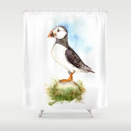 Puffin on a Rock Shower Curtain