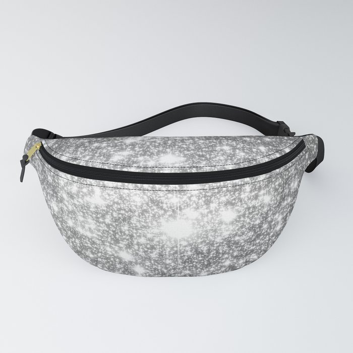 Silver Gray Galaxy Sparkle Stars Fanny Pack
