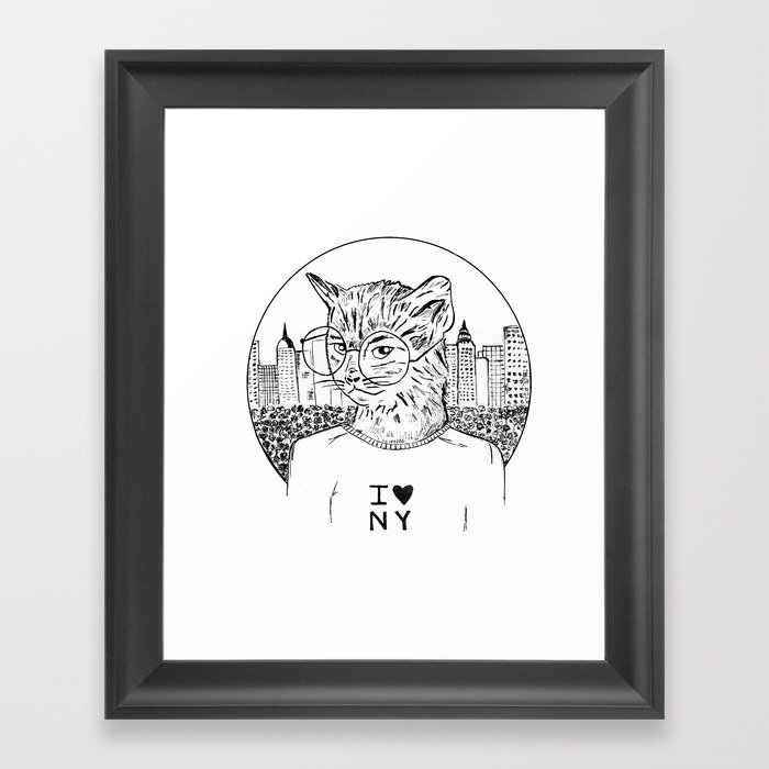 NY Cat Framed Art Print