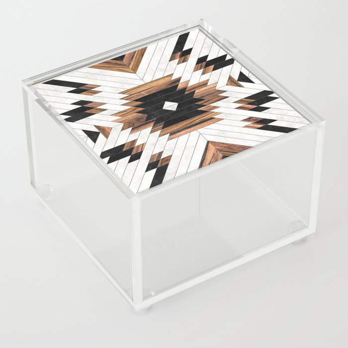 Urban Tribal Pattern No.5 - Aztec - Concrete and Wood Acrylic Box