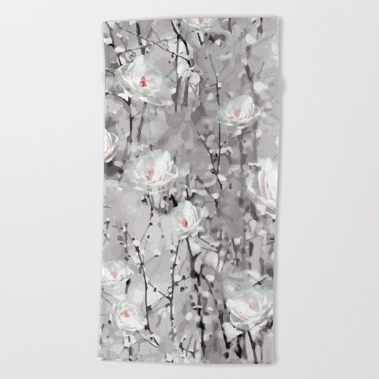 White Snow Flowers Beach Towel