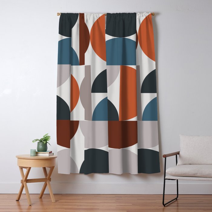 Mid Century Modern Geometric 25 Blackout Curtain By