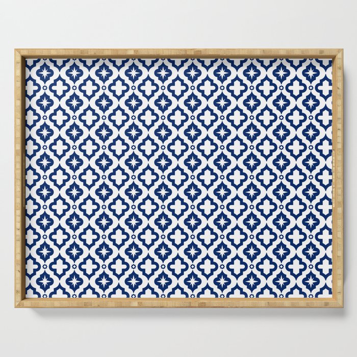 Blue Ornamental Arabic Pattern Serving Tray