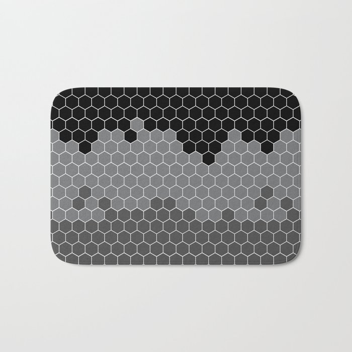 Honeycomb Black Gray Grey Hive Bath Mat