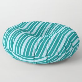[ Thumbnail: Light Blue and Teal Colored Striped/Lined Pattern Floor Pillow ]
