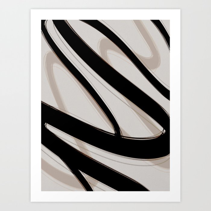 Strokes 6 | Minimal Black & Neutral Abstract Art Print