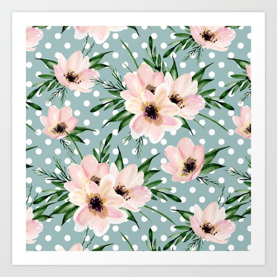 Vintage pattern. Watercolor flowers Art Print