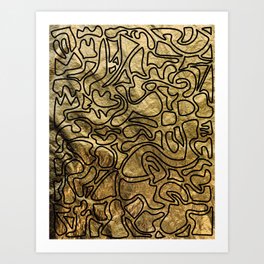 gold black geometric patterning Art Print