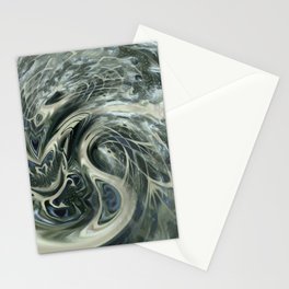 Great Sea Monster - blue green turquoise beige silver black spiral Stationery Card