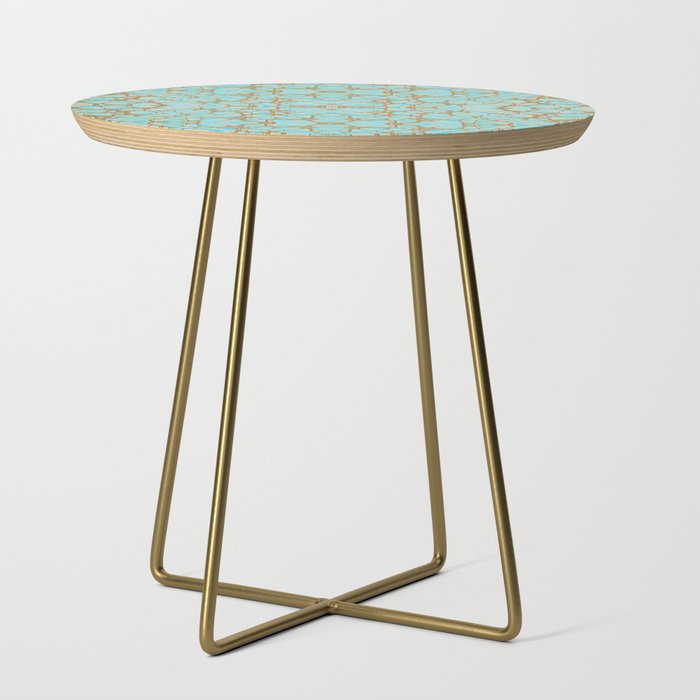 Green Turquoise Golden Shapes Minimalist Side Table