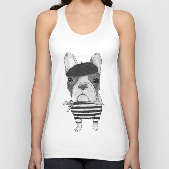 French Bulldog. (black and white version) Unisex Tank Top