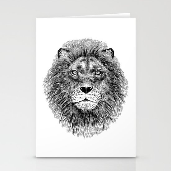Black+White Lion Stationery Cards
