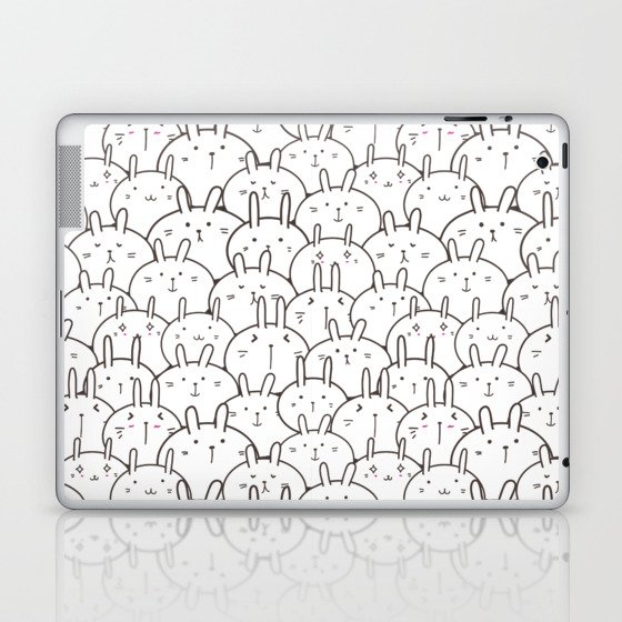 Bunny Rabbits - Black & White Laptop & iPad Skin