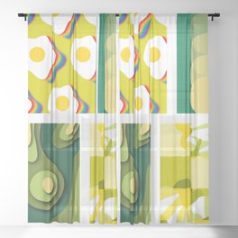 Assemble patchwork composition 17 Sheer Curtain
