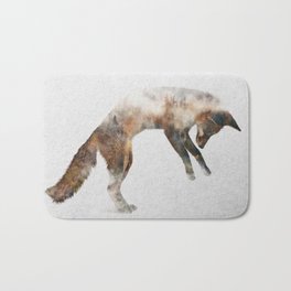 Jumping Fox Bath Mat | Animal, Doubleexposure, Fox, Curated, Mixed Media, Photo, Nature, Digital 