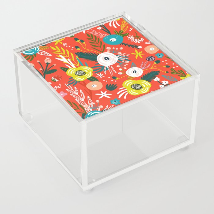 Red Spring Blooming Floral Blossom Garden Acrylic Box