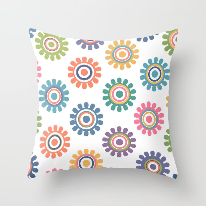 Colorful Floral Abstract  Throw Pillow