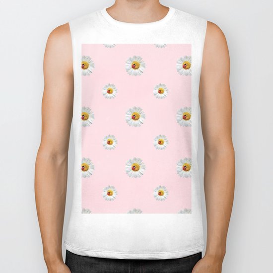 Flower Flowers Daisies in love- pink floral pattern Biker Tank