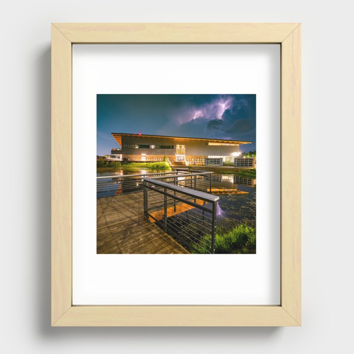 Electric Night Over Lake Bentonville And Thaden Fieldhouse Recessed Framed Print