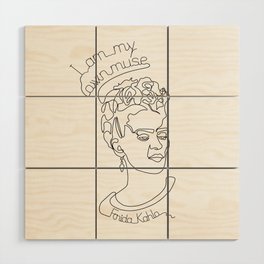 Frida Kahlo continuous line art print Wood Wall Art