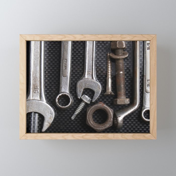 Tool Bench Framed Mini Art Print