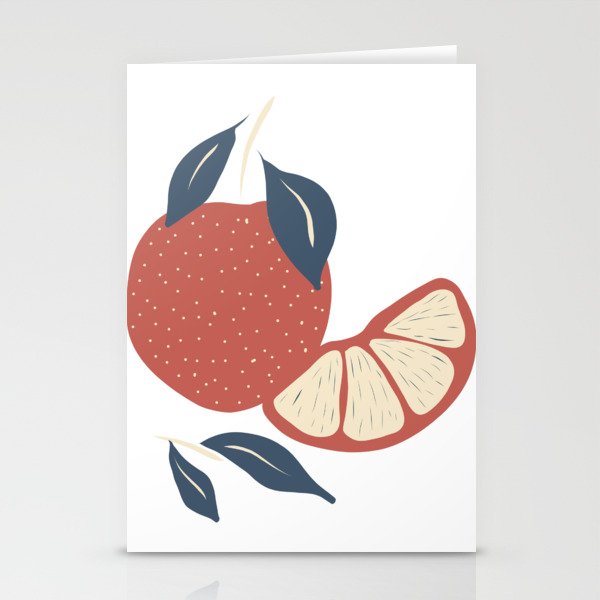 Retro vintage strawberry & orange Shapes Design 04, Modern Art V2 Stationery Cards