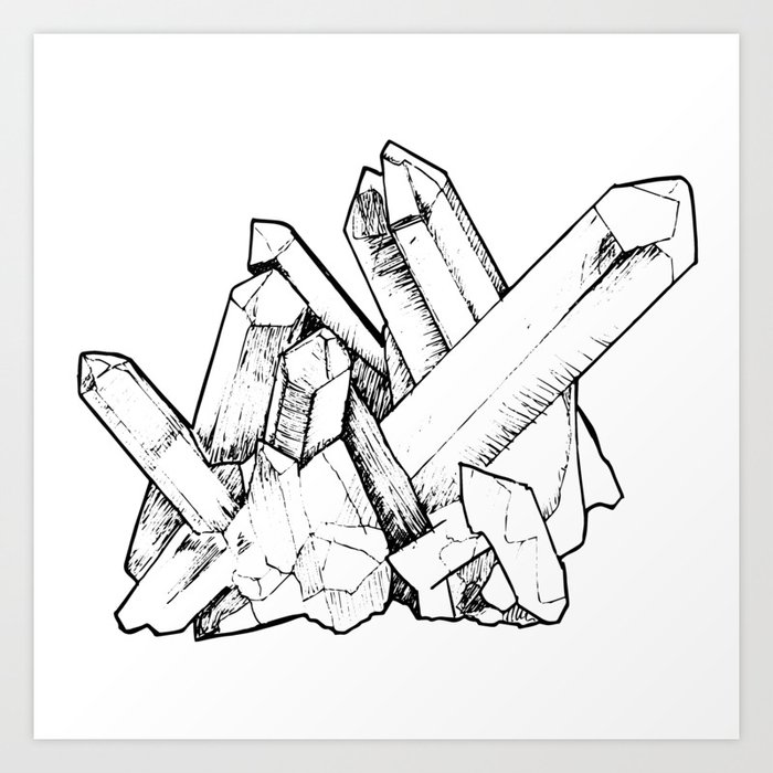 Crystal Cluster Vintage Magic Hand Drawn Pen And Ink Kunstdrucke Von Conspicuousdesigns Society6