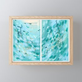 Book pages teal wave Framed Mini Art Print