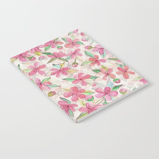 Pink Painted Blossom Pattern Notebook