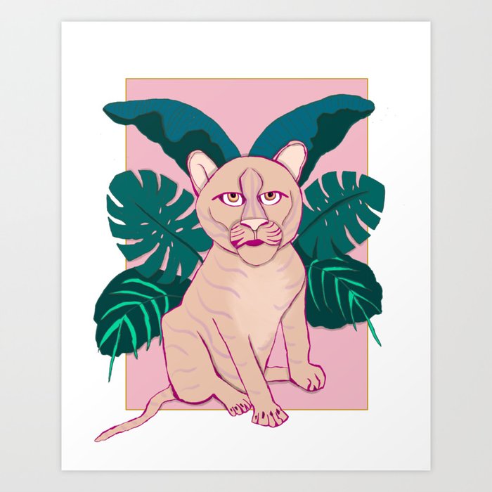 Pink Jungle Tiger  Art Print
