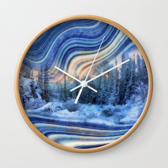 Surreal winter forest Wall Clock