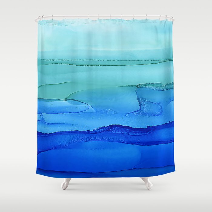 Alcohol Ink Seascape Shower Curtain