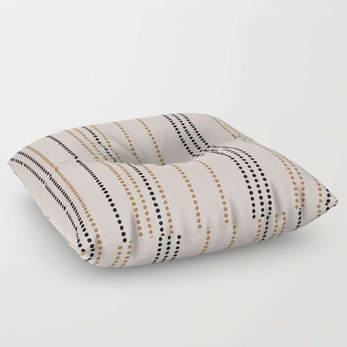Ethnic Spotted Stripes, Ivory, Black, Terracotta Floor Pillow