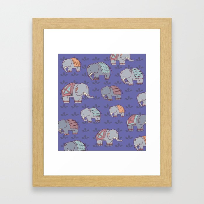 Elephants Pattern Framed Art Print