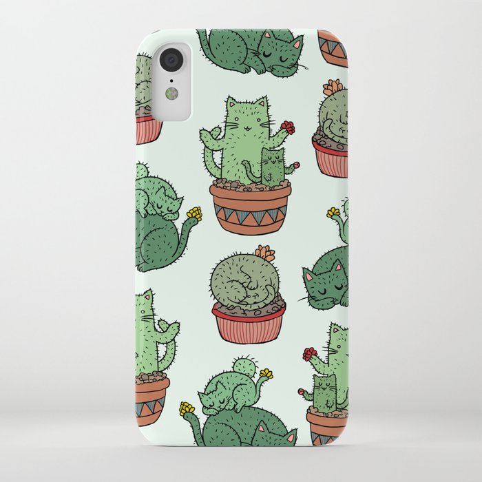 cacti cat pattern iphone case