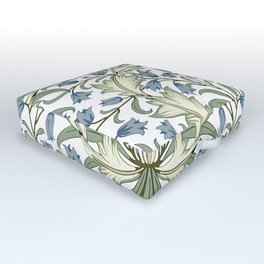 William Morris Vintage Bluebell Floral Blue Green & White  Outdoor Floor Cushion
