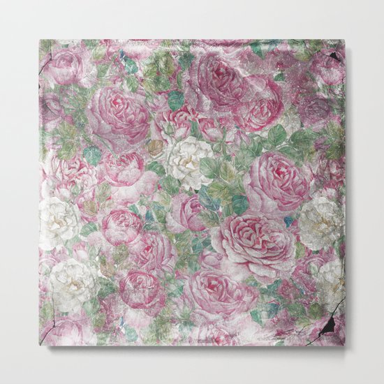 Vintage & Shabby-chic - floral roses flowers rose flower Metal Print