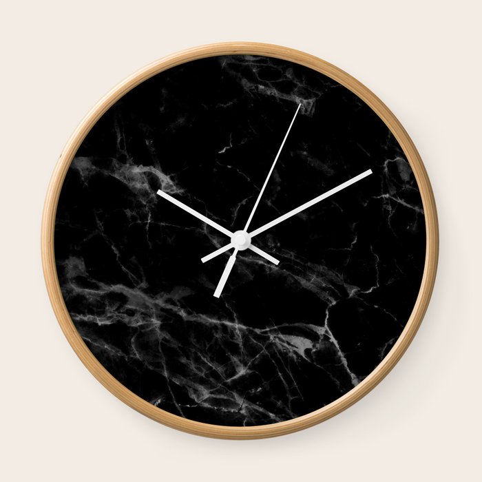 Black Marble Wall Clock by Modern Home Society6