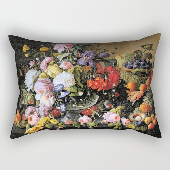 Vintage Varnish- Flowers&Fruit Rectangular Pillow