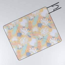 Abstract Tropical Leaves in Sorbet Picnic Blanket