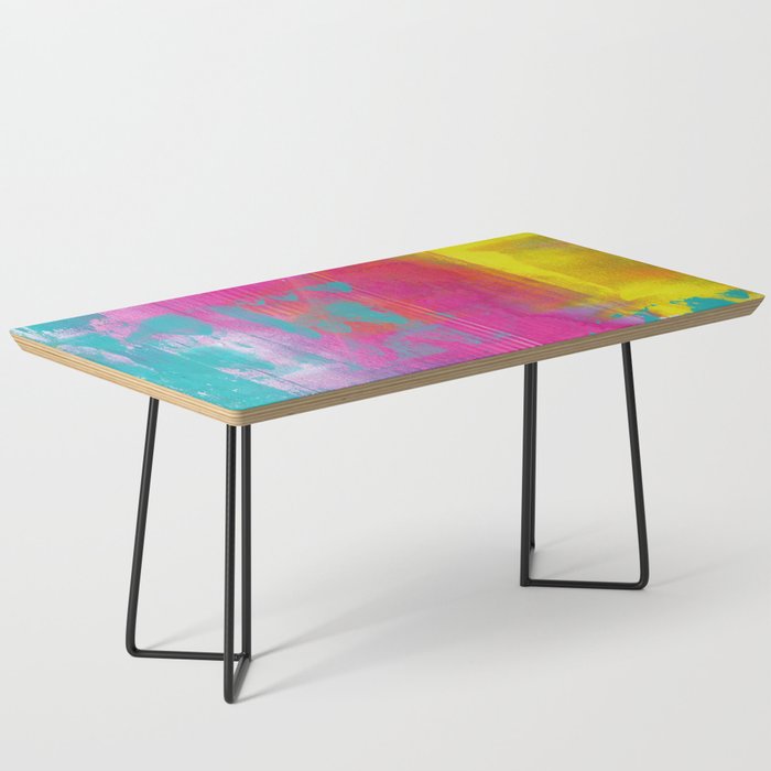 Neon Abstract Acrylic - Turquoise, Magenta & Yellow Coffee Table