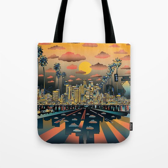 los angeles city skyline Tote Bag